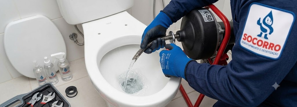 Profissional realizando Desentupidora de Vasos Sanitários em Porto Belo